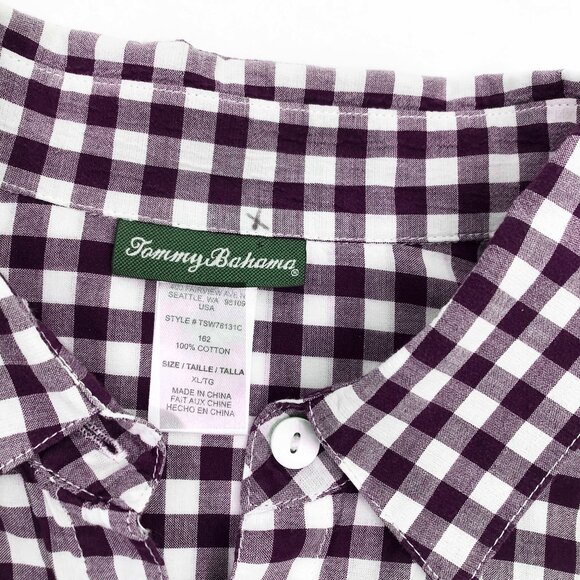 Tommy Bahama Shirt Blouse Woman's XL Blue Checkered - Picture 4 of 7